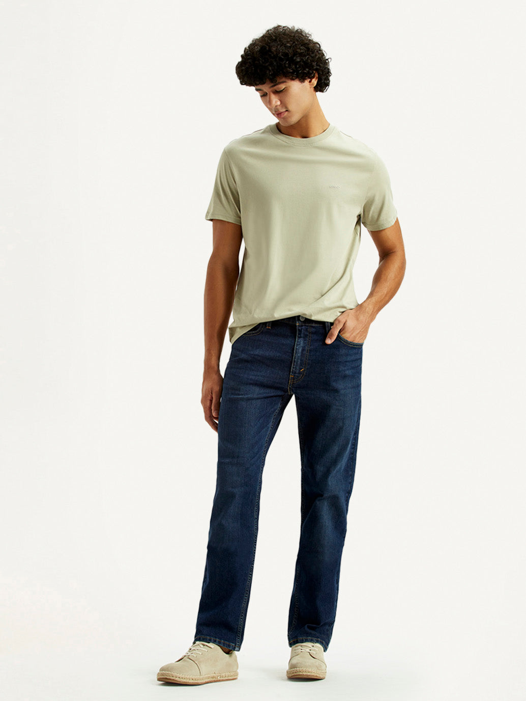 Men's 513 Dark Blue Slim Straight Fit Mid Rise Jeans - Styleshot View