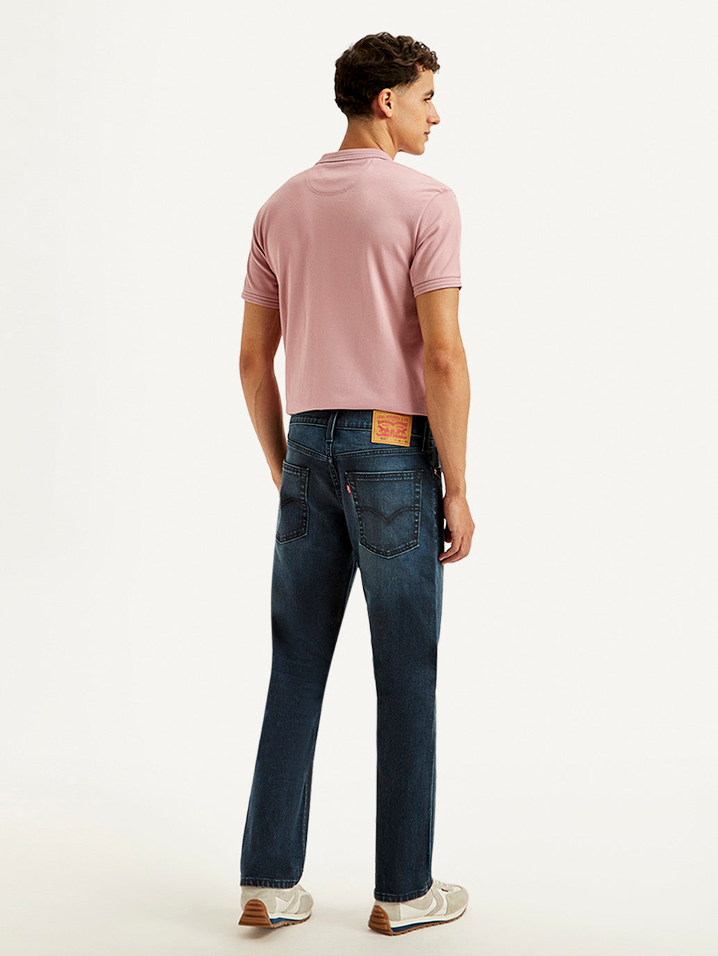 Men's 513 Dark Blue Slim Straight Fit Mid Rise Jeans - Back View