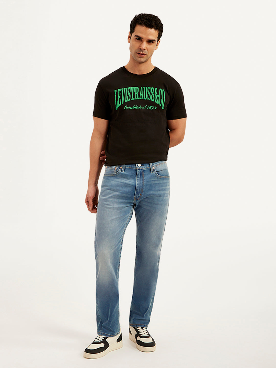 Men's 513 Blue Slim Straight Fit Mid Rise Jeans - 20 View