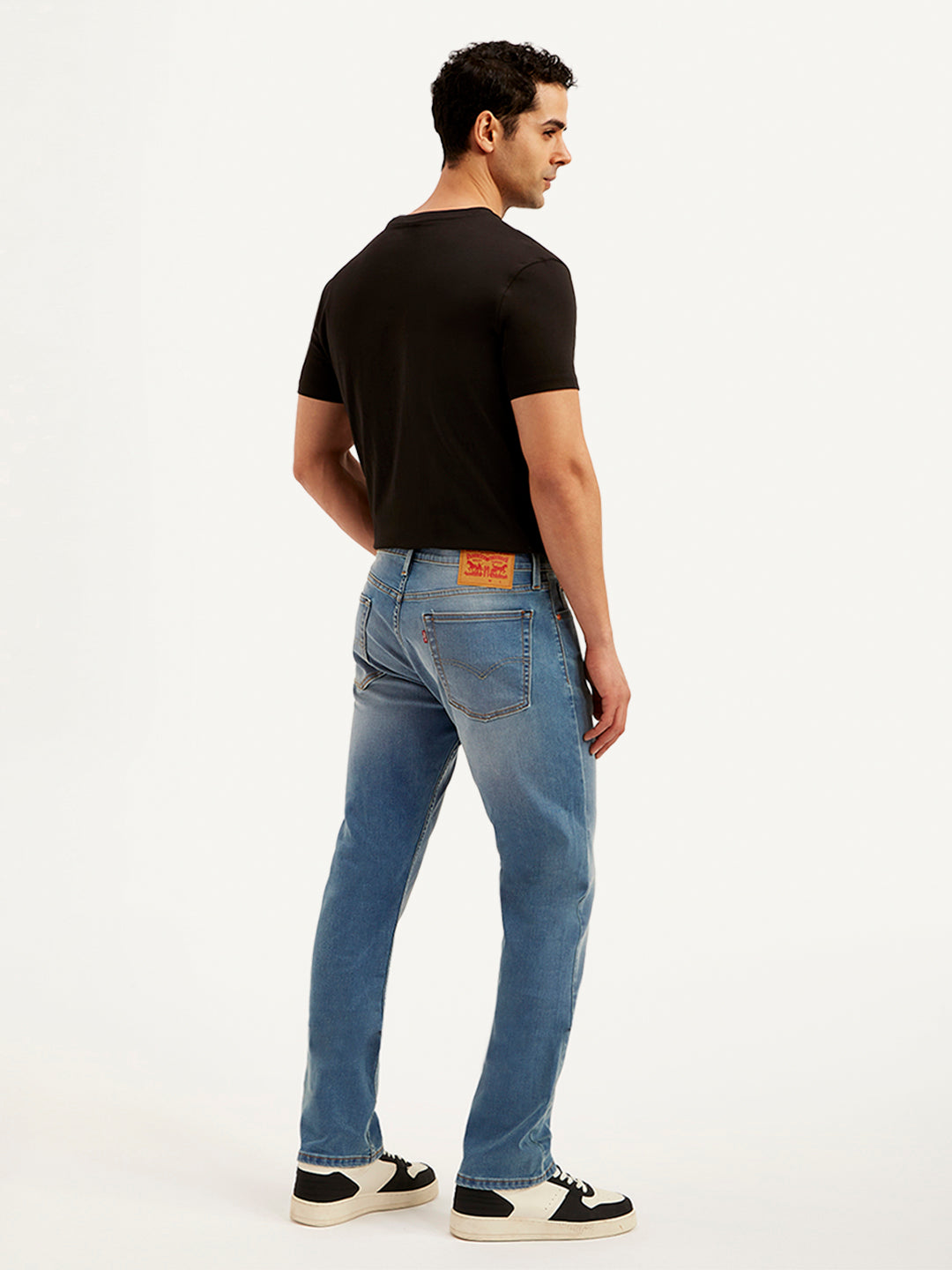 Men's 513 Blue Slim Straight Fit Mid Rise Jeans - Back View