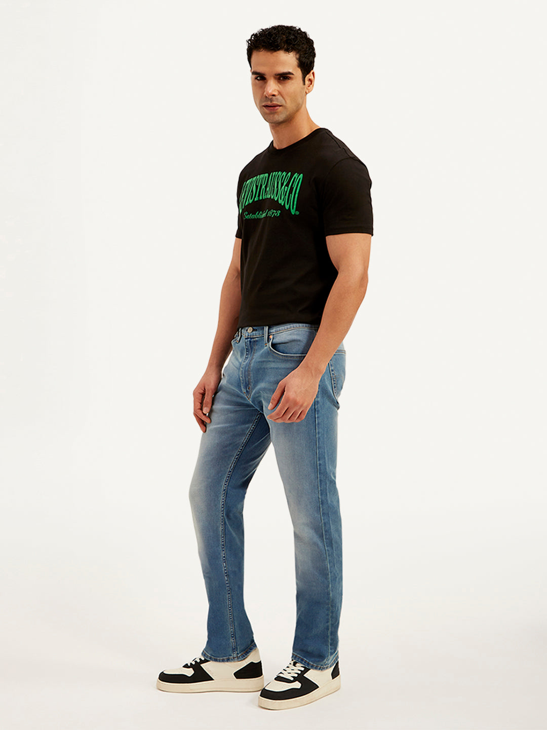 Men's 513 Blue Slim Straight Fit Mid Rise Jeans - 20 View