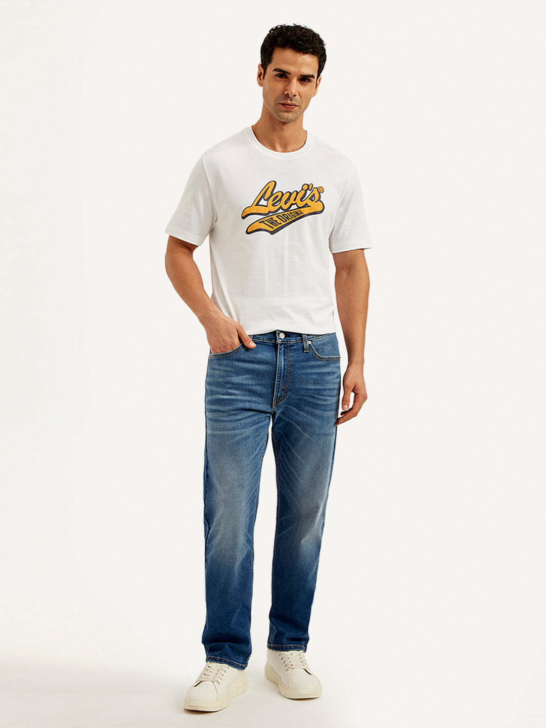 Men's 513 Blue Slim Straight Fit Mid Rise Jeans - 20 View