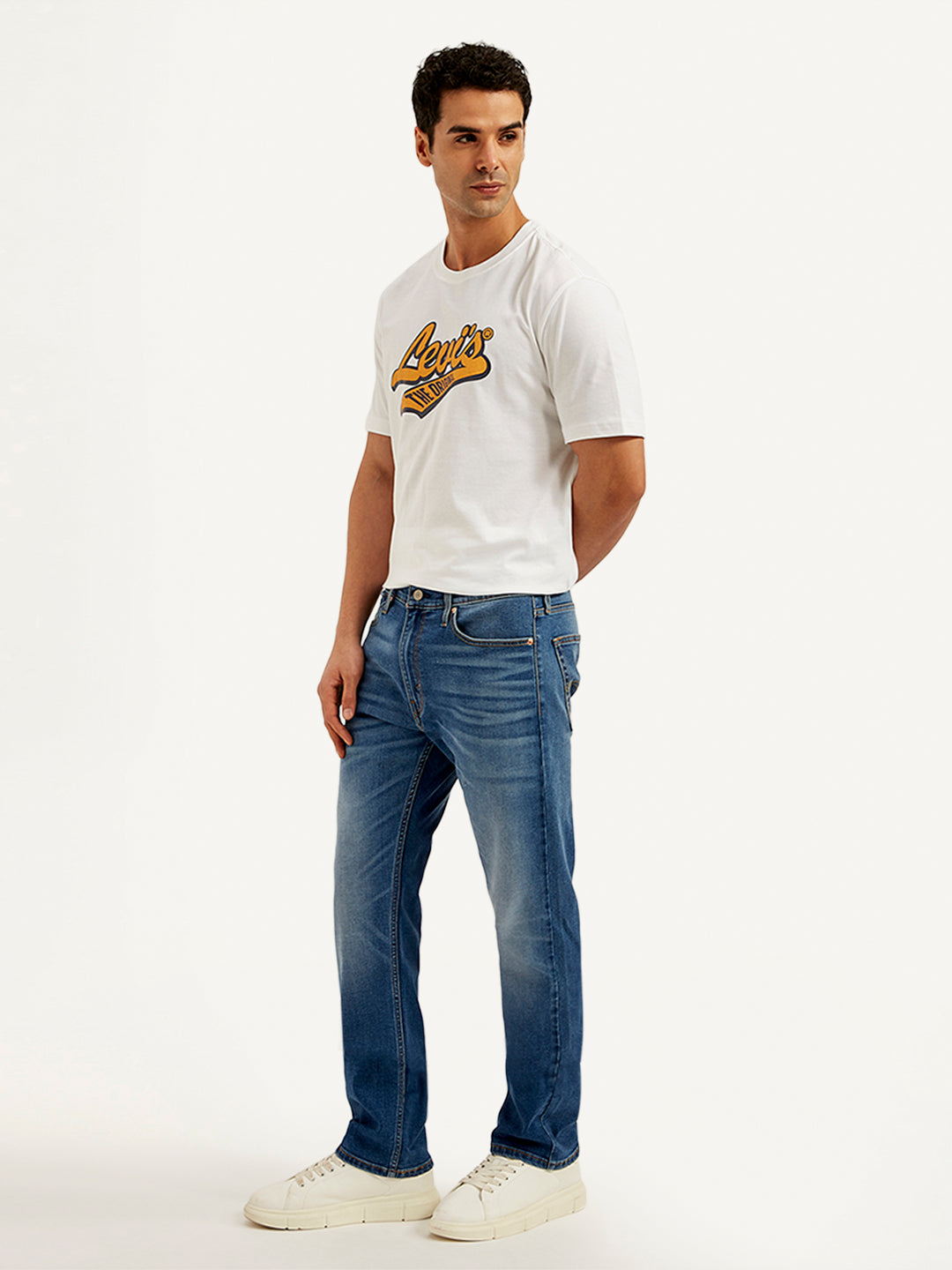 Men's 513 Blue Slim Straight Fit Mid Rise Jeans - 20 View