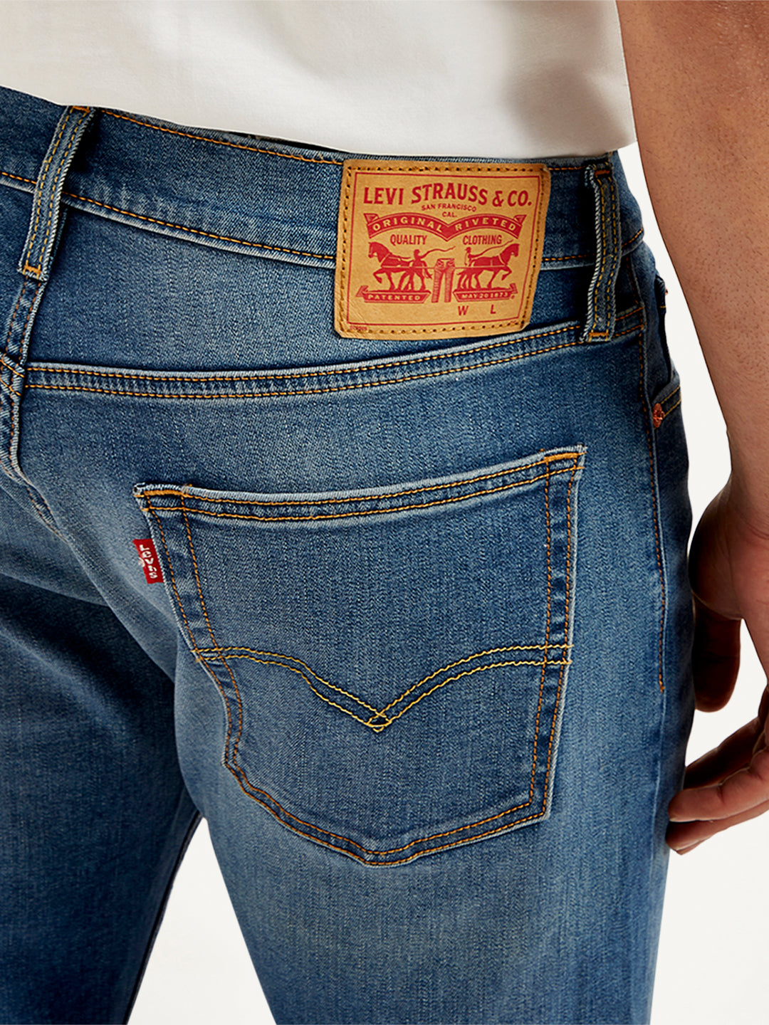 Men's 513 Blue Slim Straight Fit Mid Rise Jeans - Detail View