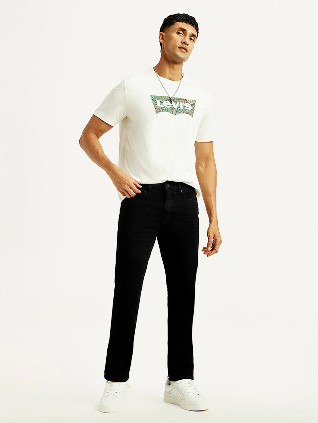 Men's 513 Black Slim Straight Fit Mid Rise Jeans - Styleshot View