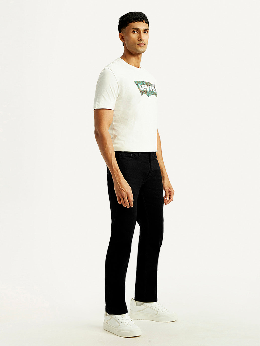 Men's 513 Black Slim Straight Fit Mid Rise Jeans - Side View