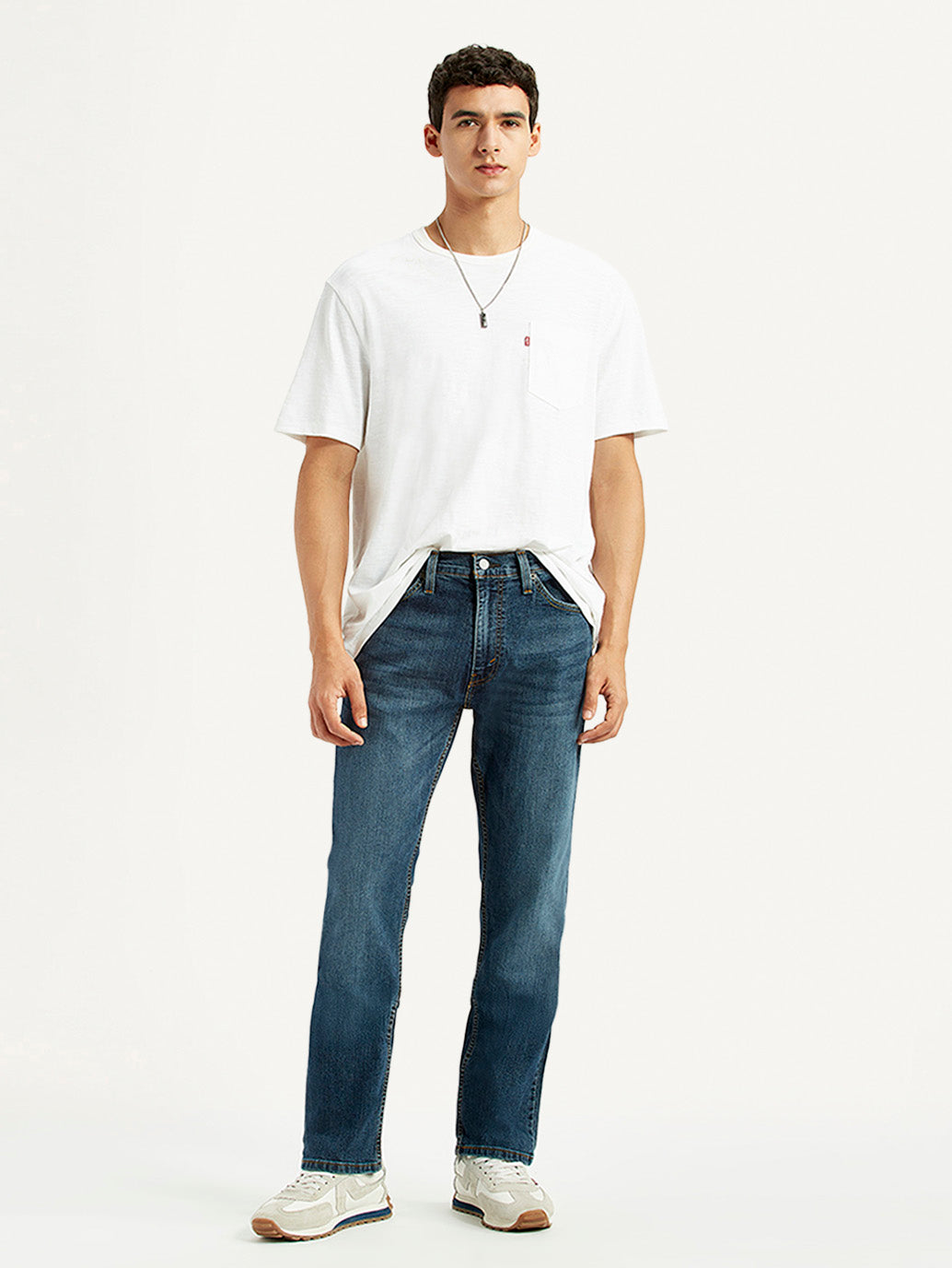 Men's 513 Dark Blue Slim Straight Fit Mid Rise Jeans - Styleshot View