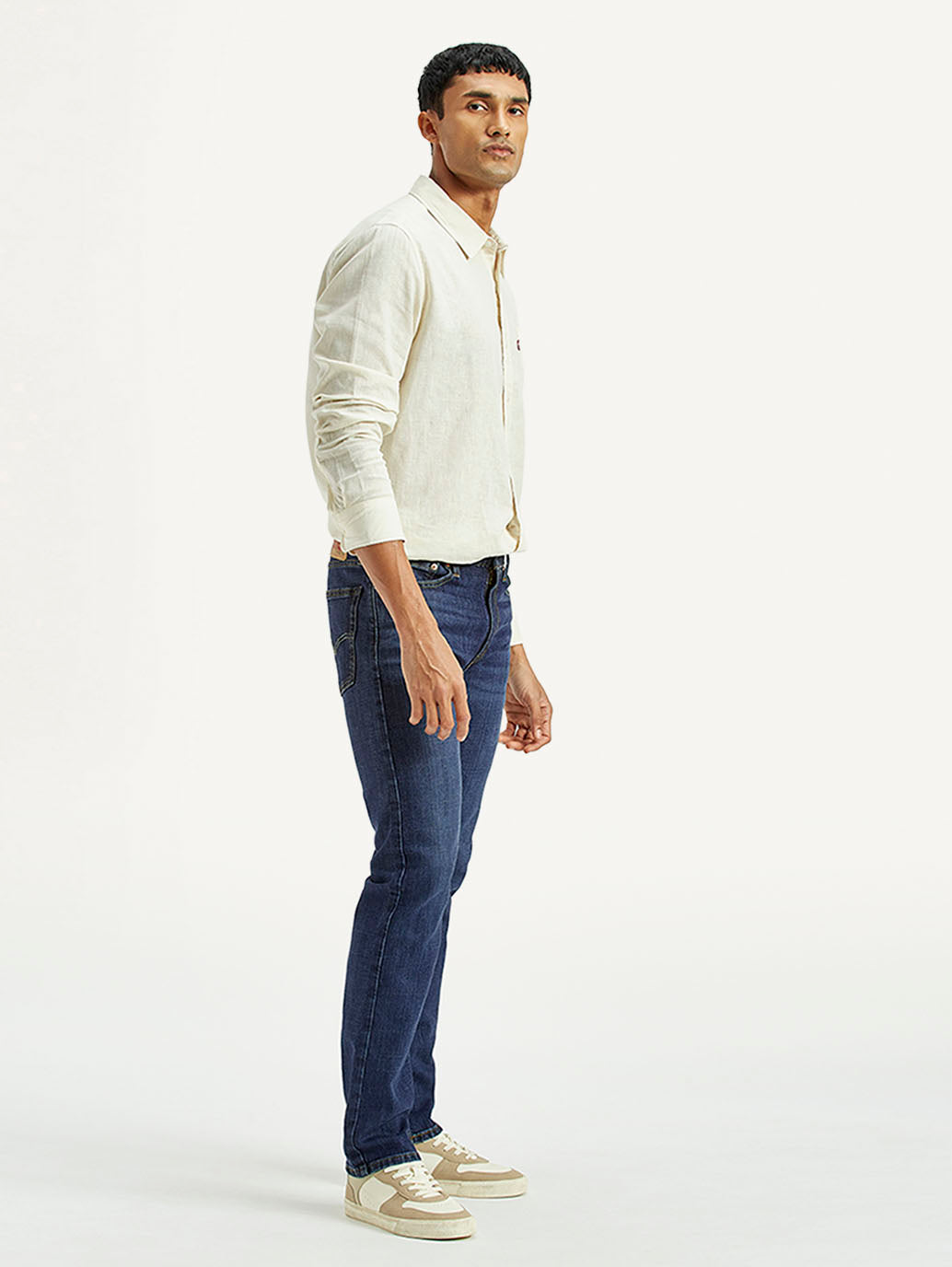 Men's Tinted 513 Med Indigo Slim Straight Fit Mid Rise Jeans - Side View