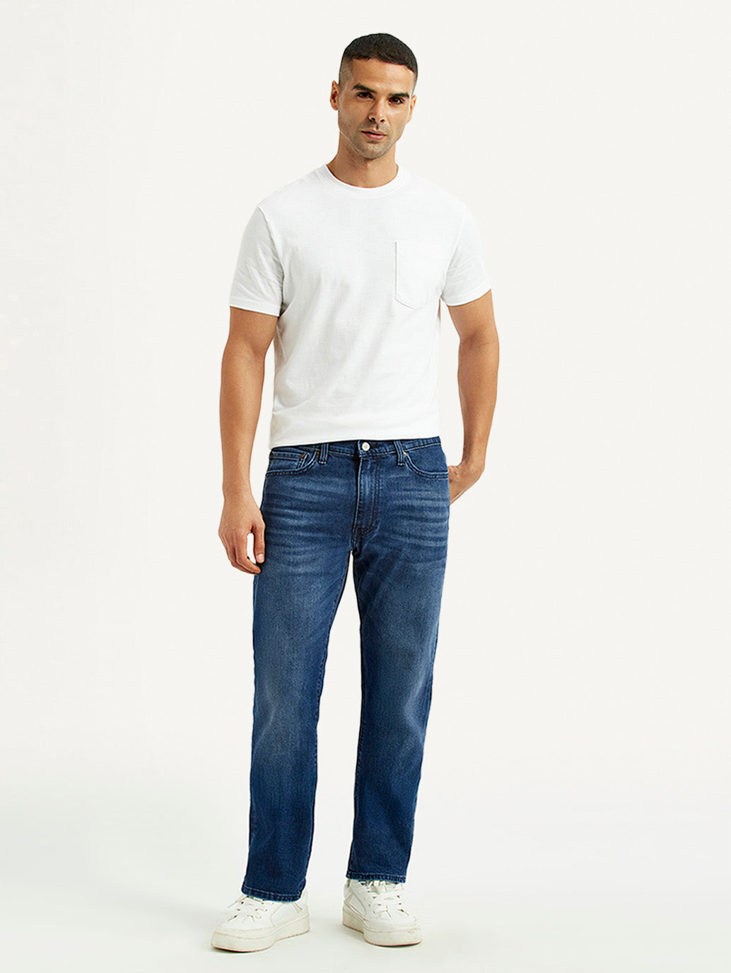 Men's 513 Blue Slim Straight Fit Mid Rise Jeans - Front View