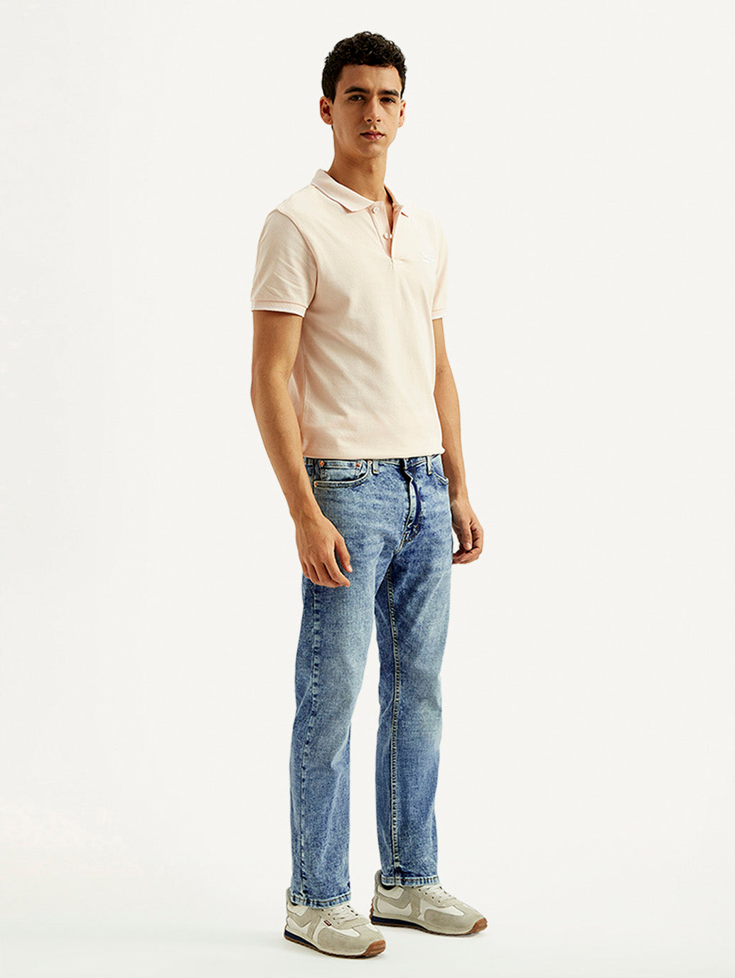 Men's 513 Blue Slim Straight Fit Mid Rise Jeans - Side View