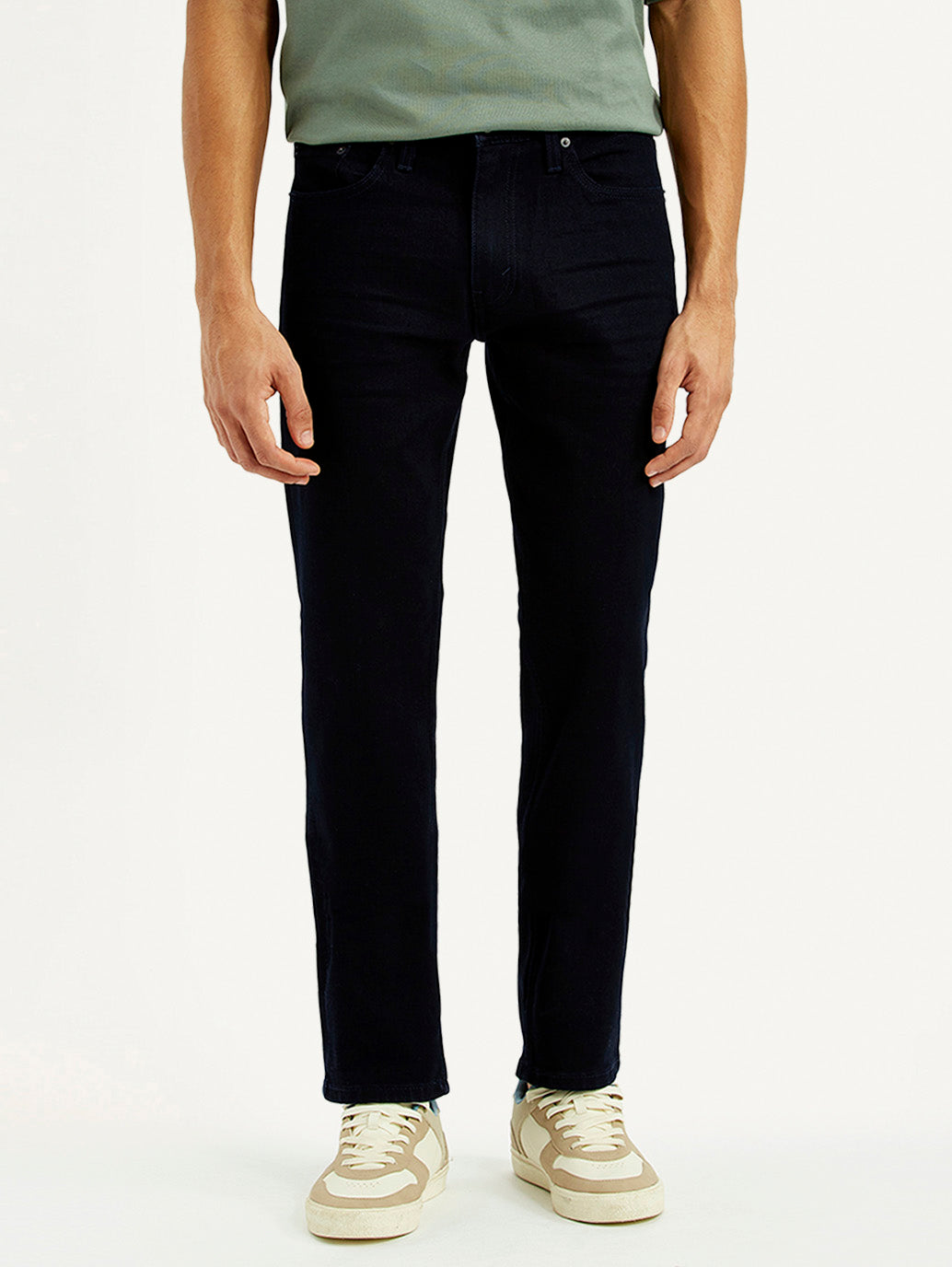 Men's 513 Dark Blue Slim Straight Fit Mid Rise Jeans - Front View