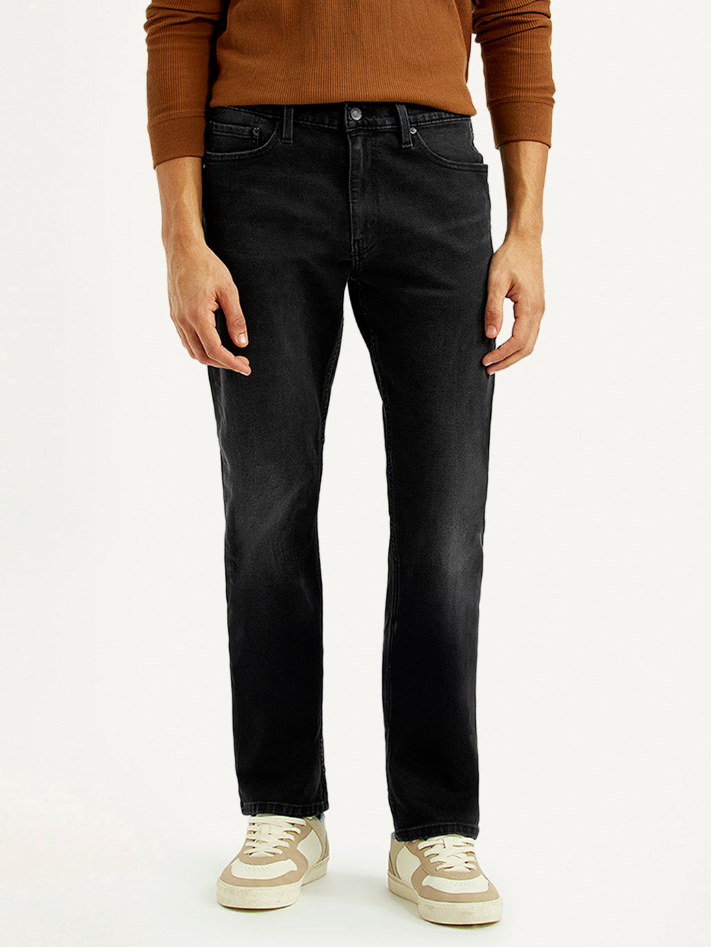 Men's 513 Black Slim Straight Fit Mid Rise Jeans - Front View
