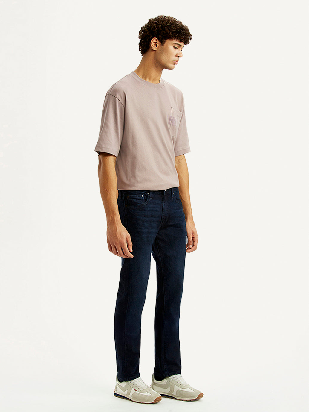 Men's 513 Dark Blue Slim Straight Fit Mid Rise Selvedge Jeans - Side View