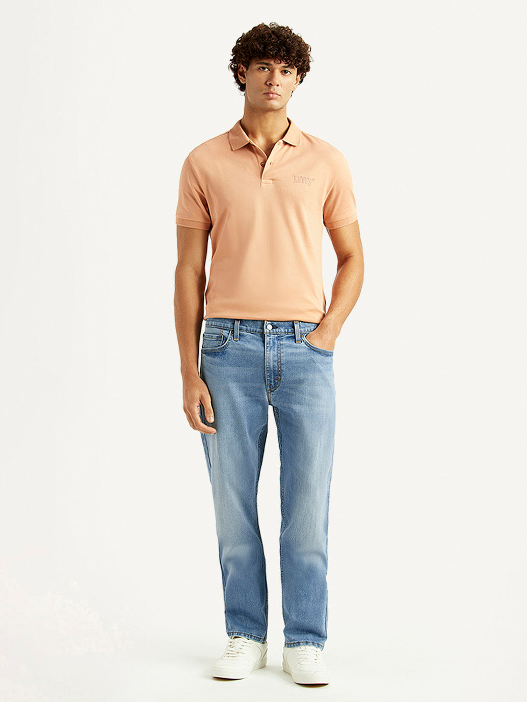 Men's 513 Light Blue Slim Straight Fit Mid Rise Jeans - Front View