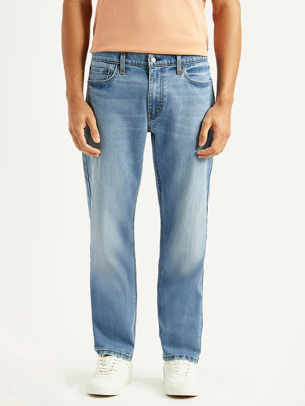 Men's 513 Light Blue Slim Straight Fit Mid Rise Jeans - Front View