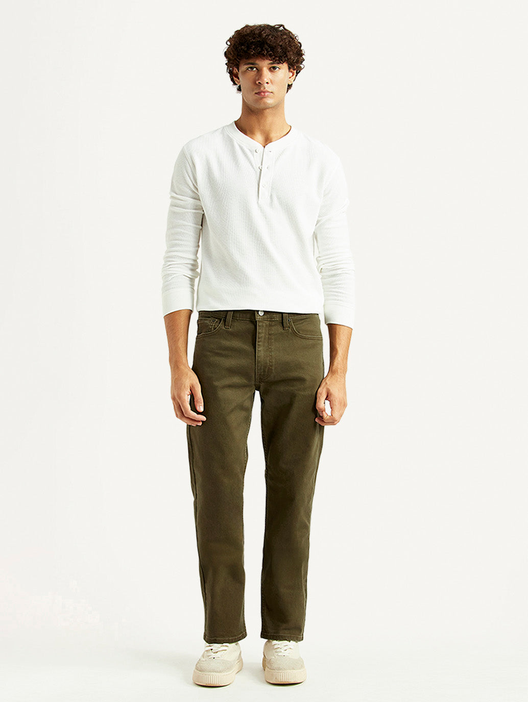 Men's 513 Olive Slim Straight Fit Mid Rise Jeans - Front View