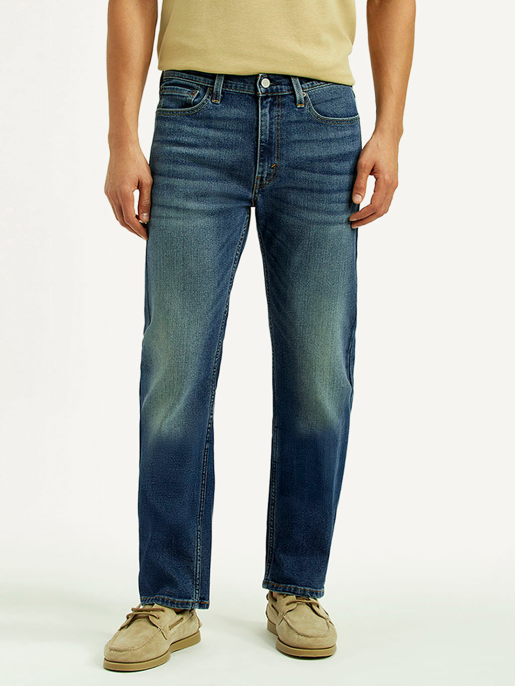 Men's 513 Dark Blue Slim Straight Fit Mid Rise Jeans - Front View