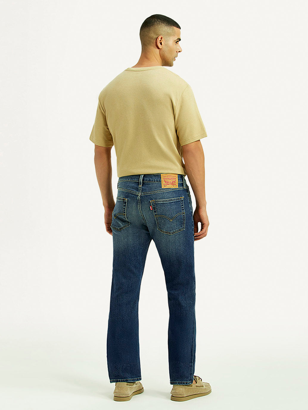 Men's 513 Dark Blue Slim Straight Fit Mid Rise Jeans - Back View