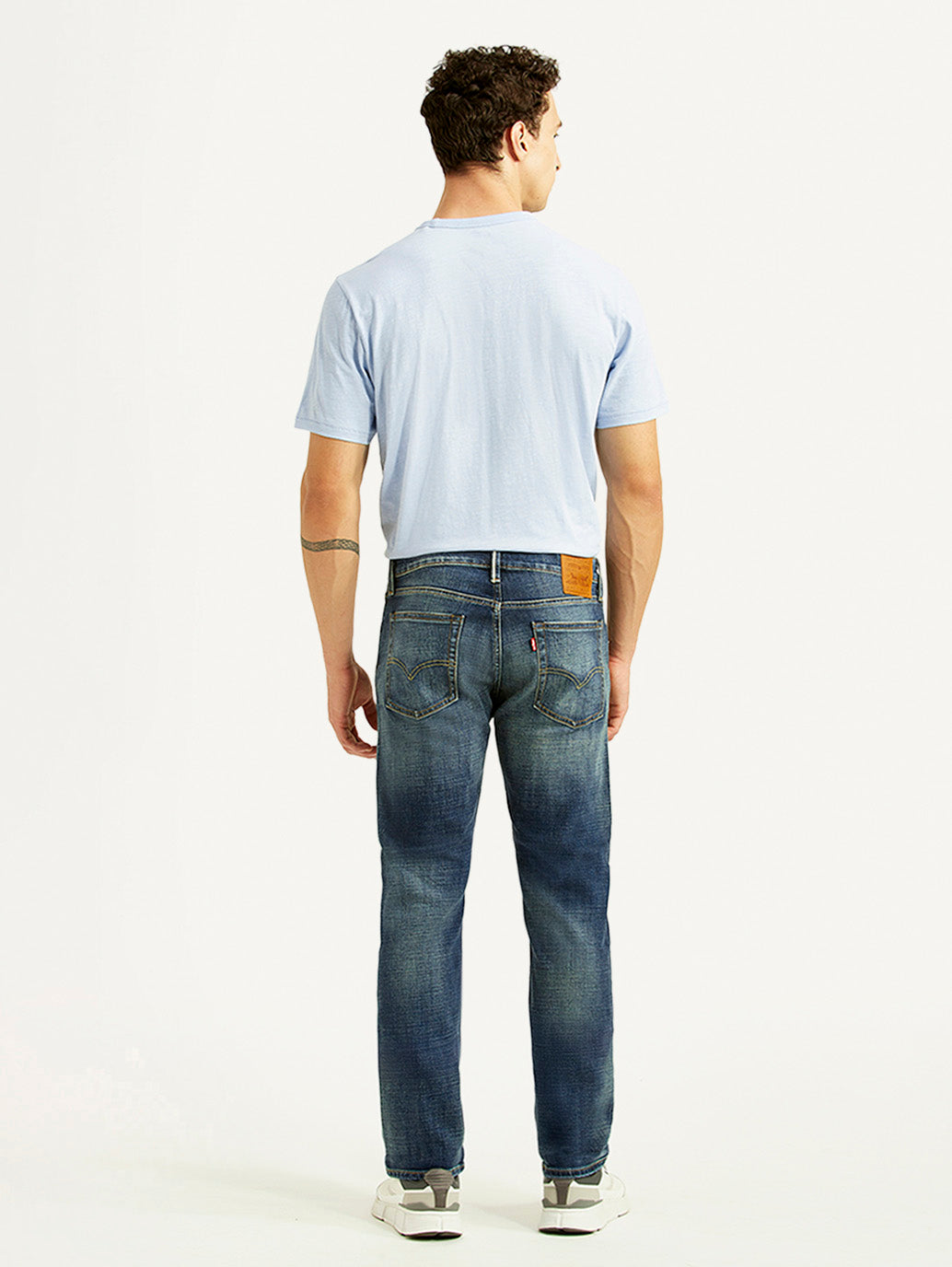 Men's 513 Blue Slim Straight Fit Mid Rise Selvedge Jeans - Back View