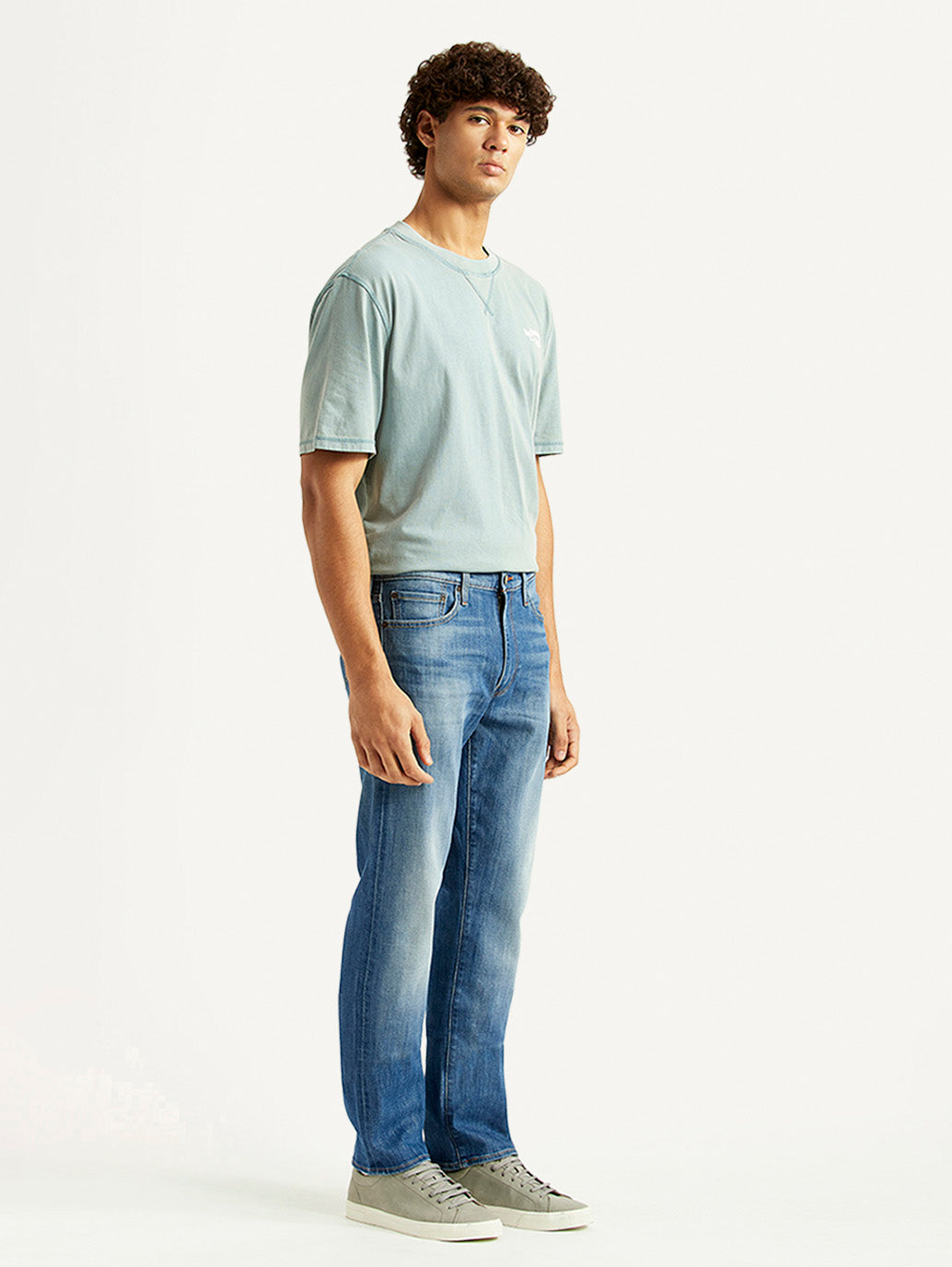 Men's 513 Blue Slim Straight Fit Mid Rise Selvedge Jeans - Side View