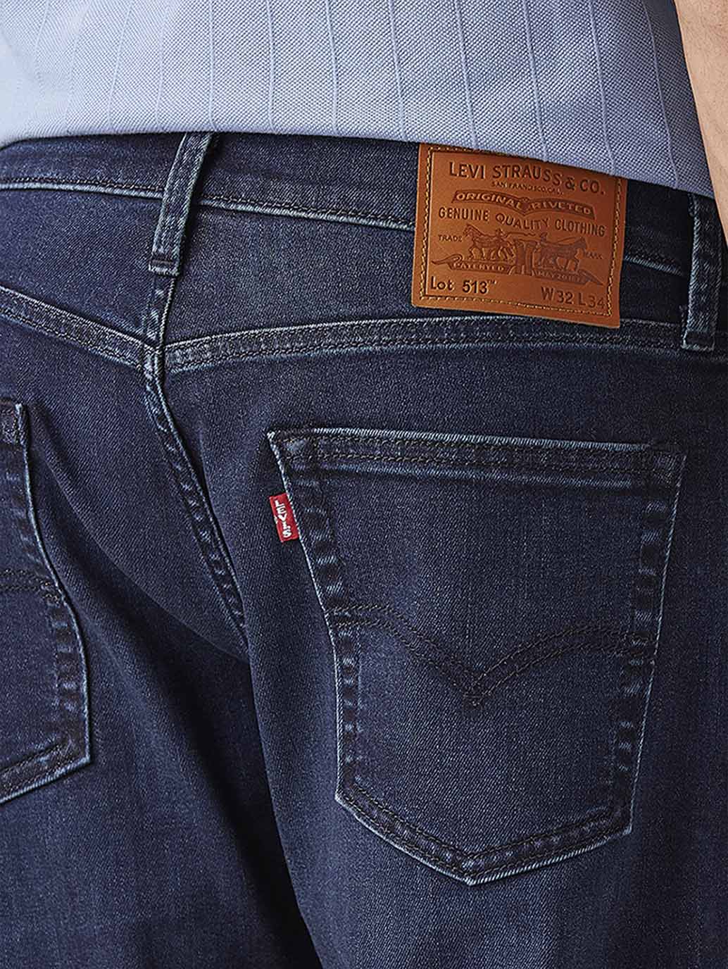 Men's 513 Dark Indigo Slim Straight Fit Mid Rise Jeans - Detail View