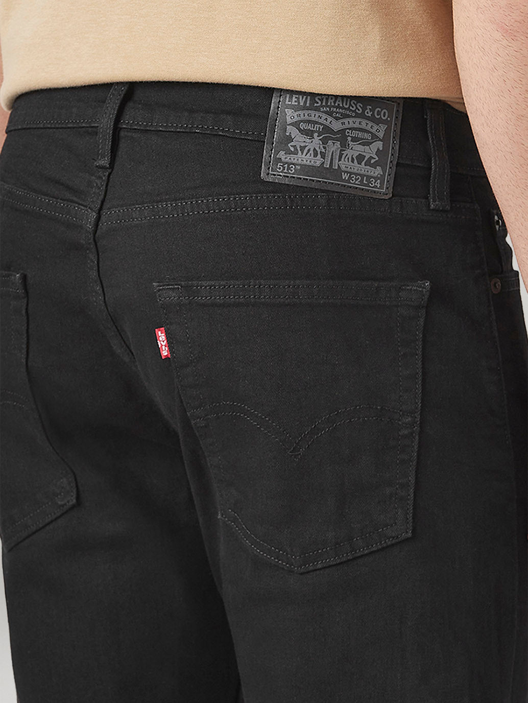 Mens 513 Mid Rise Slim Straight Fit Cotton Stretch Blend Jeans - Detail View