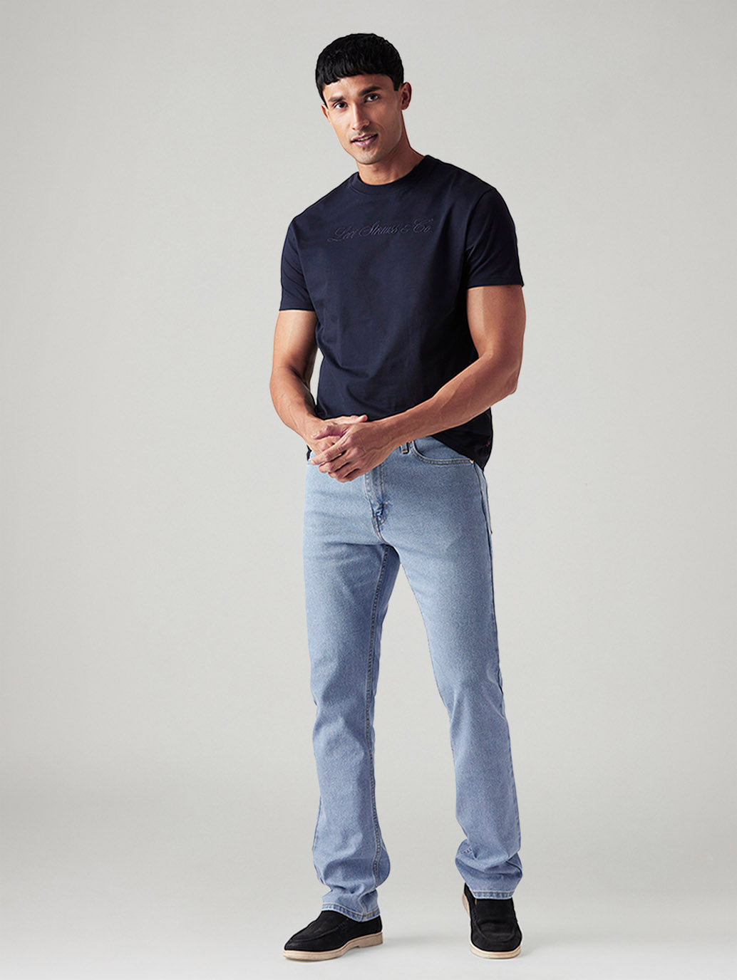 Men's 513 Light Blue Slim Straight Fit Mid Rise Jeans