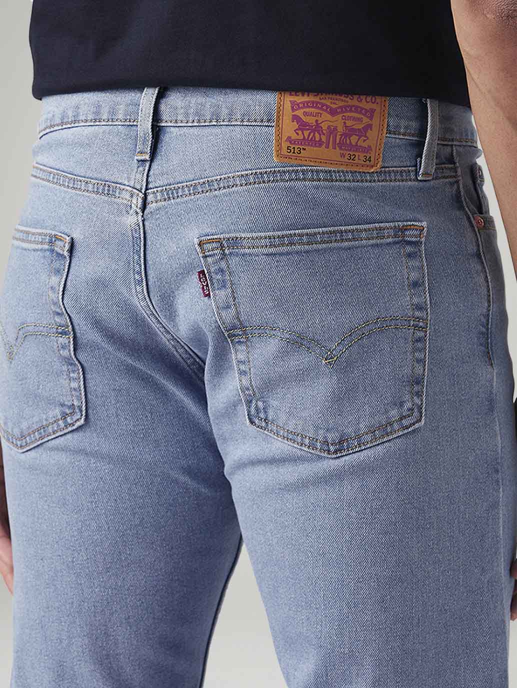 Men's 513 Light Blue Slim Straight Fit Mid Rise Jeans - Detail View