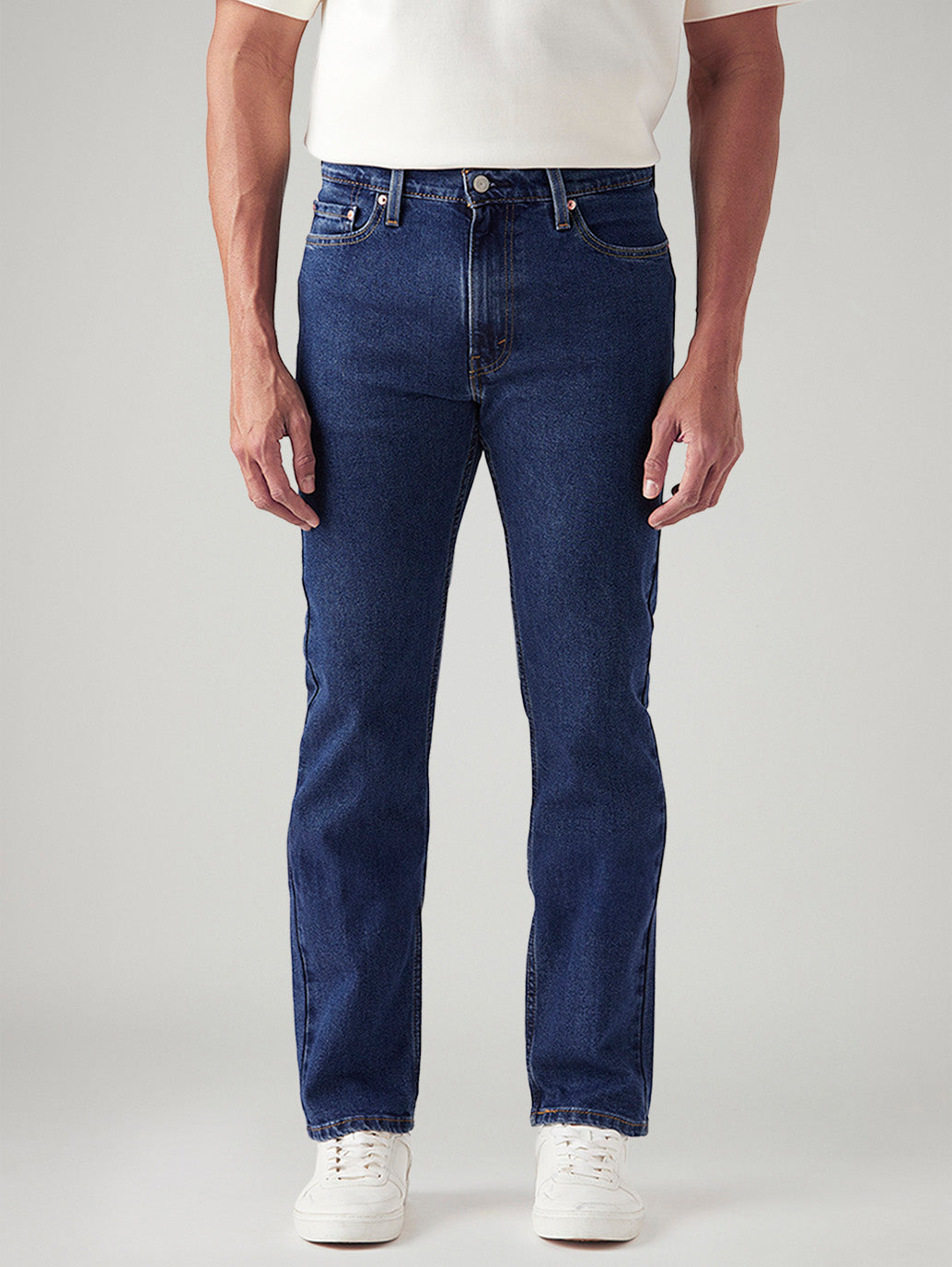 Men's 513 Blue Slim Straight Fit Mid Rise Jeans - Front View