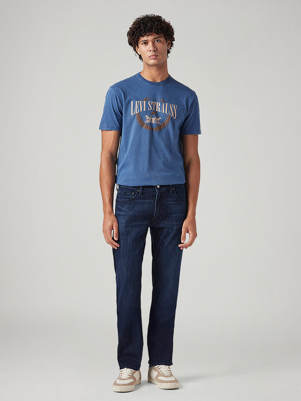 Men's 513 Dark Blue Slim Straight Fit Mid Rise Jeans - Front View