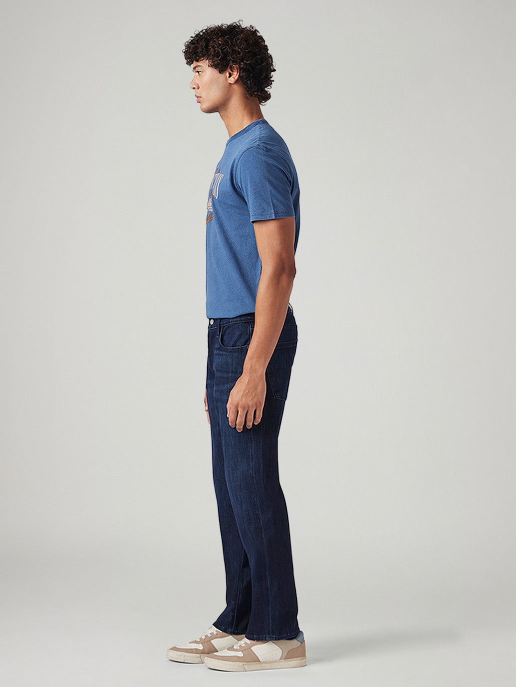 Men's 513 Dark Blue Slim Straight Fit Mid Rise Jeans - Side View