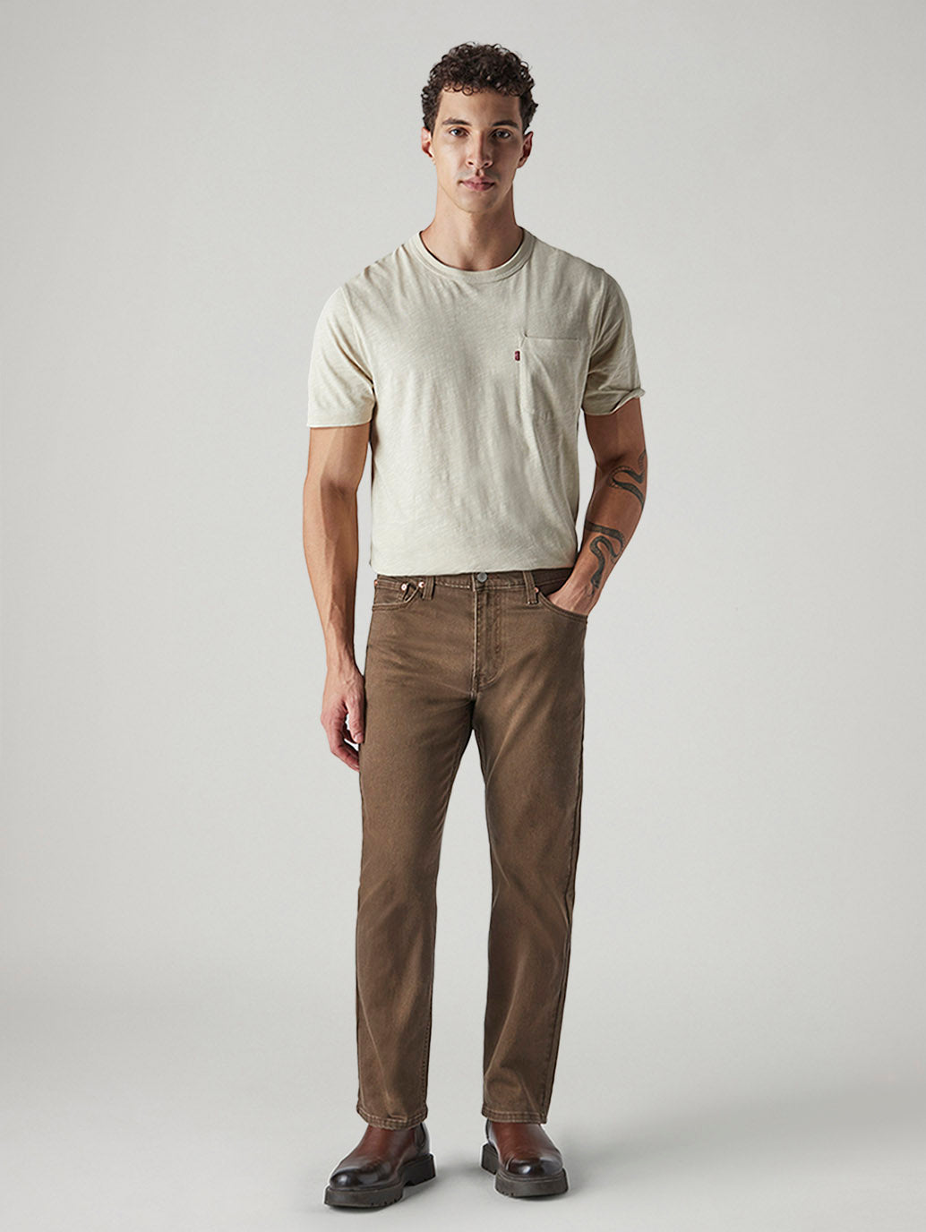 Men's 513 Brown Slim Straight Fit Mid Rise Overdyed Jeans