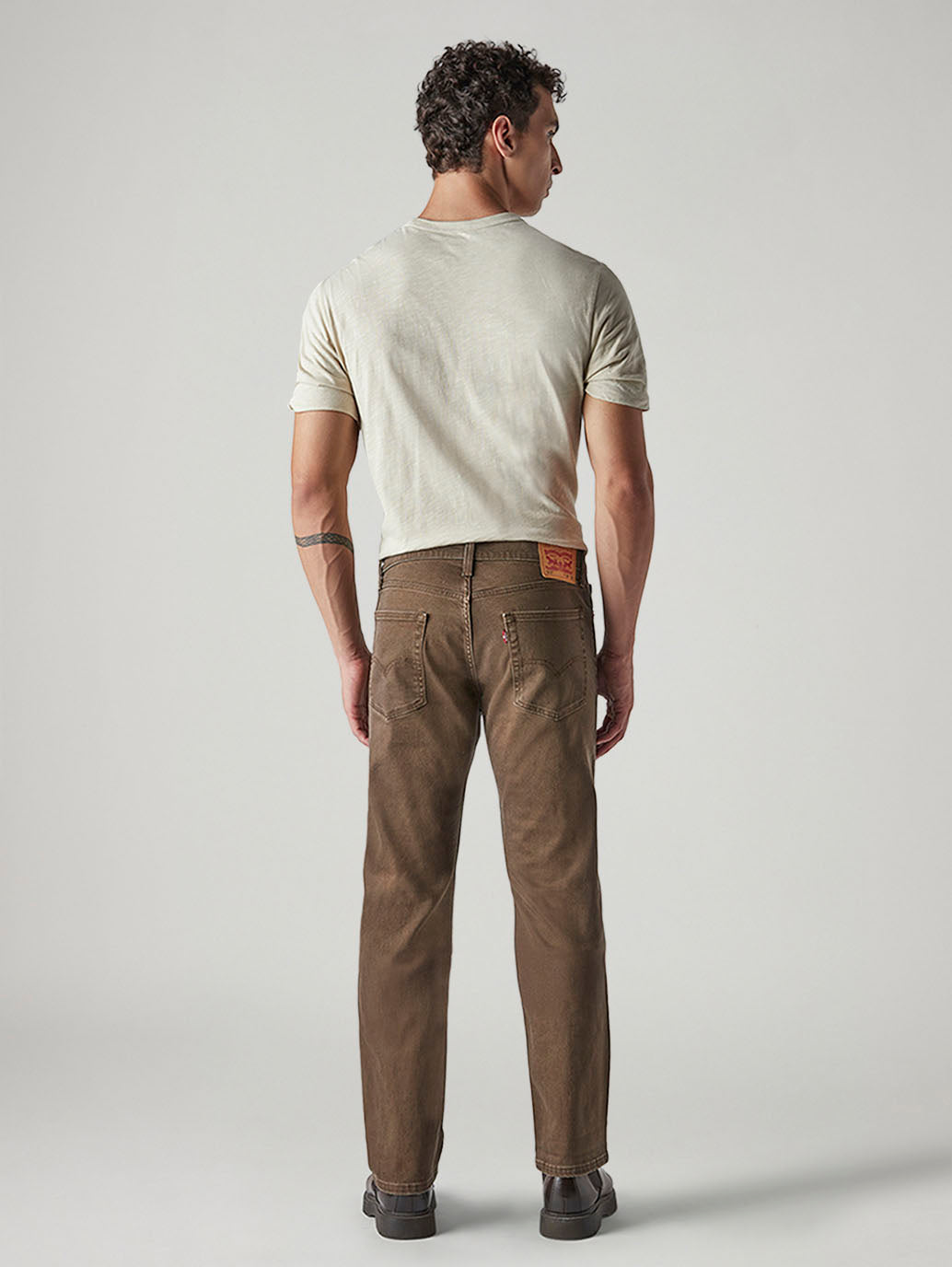 Men's 513 Brown Slim Straight Fit Mid Rise Overdyed Jeans - Back View