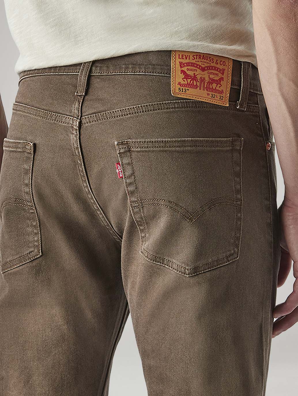 Men's 513 Brown Slim Straight Fit Mid Rise Overdyed Jeans - 20 View