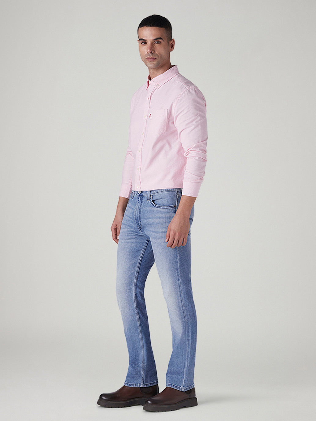 Men's 513 Light Blue Slim Straight Fit Mid Rise Jeans - Front View