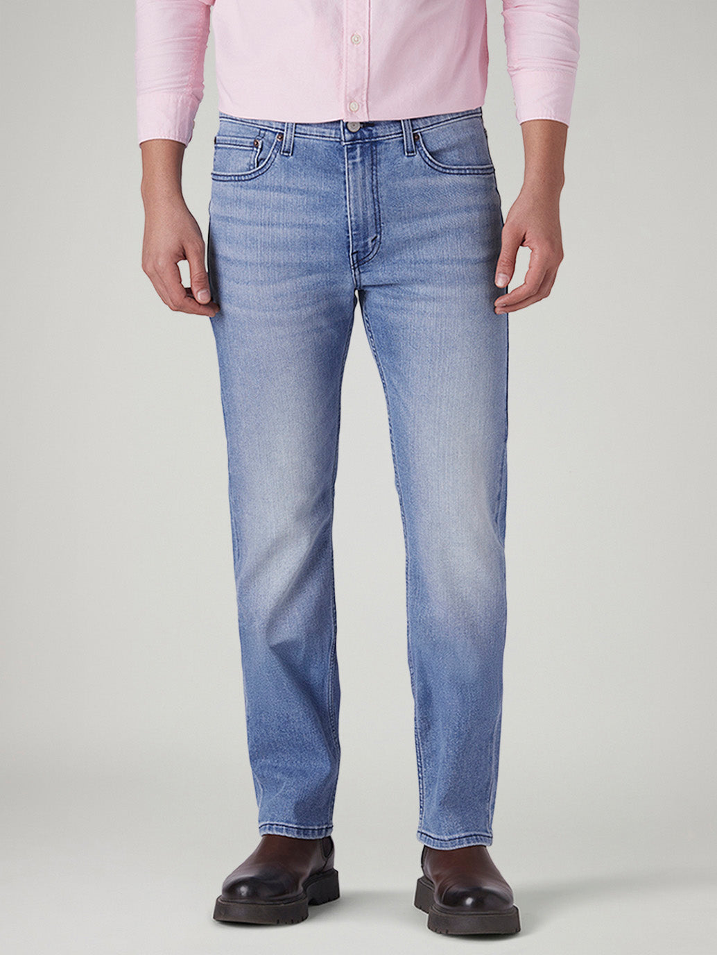 Men's 513 Light Blue Slim Straight Fit Mid Rise Jeans - Front View