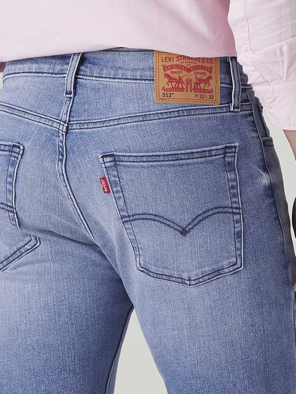 Men's 513 Light Blue Slim Straight Fit Mid Rise Jeans - Detail View