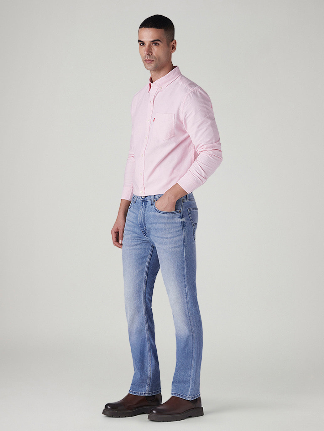 Men's 513 Light Blue Slim Straight Fit Mid Rise Jeans - Side View