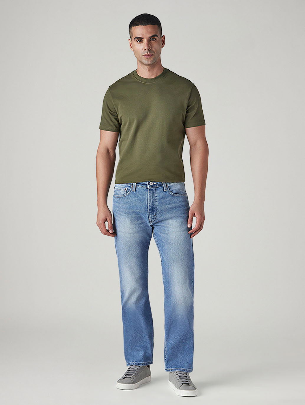 Men's 513 Light Blue Slim Straight Fit Mid Rise Jeans - Front View