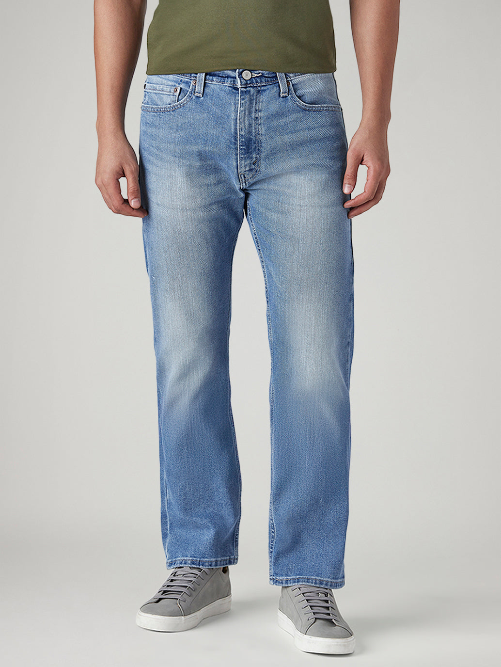 Men's 513 Light Blue Slim Straight Fit Mid Rise Jeans - Front View