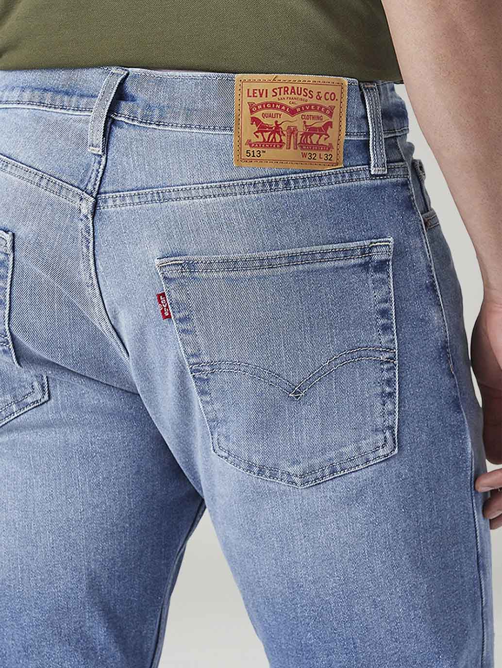 Men's 513 Light Blue Slim Straight Fit Mid Rise Jeans - Detail View