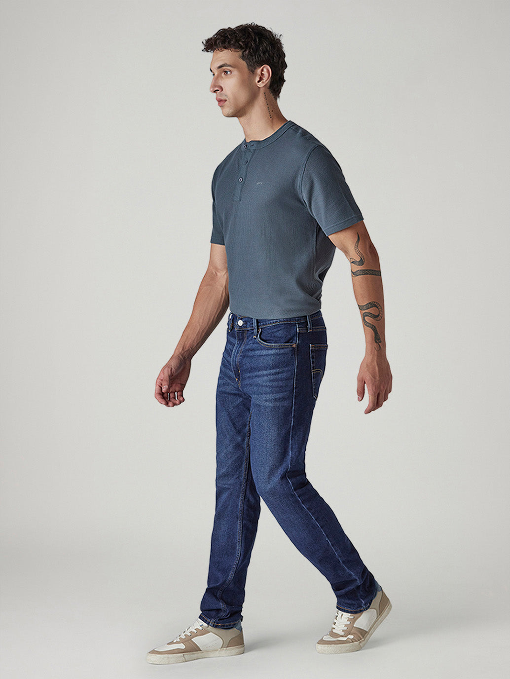 Men's 513 Dark Indigo Slim Straight Fit Mid Rise Jeans - Side View