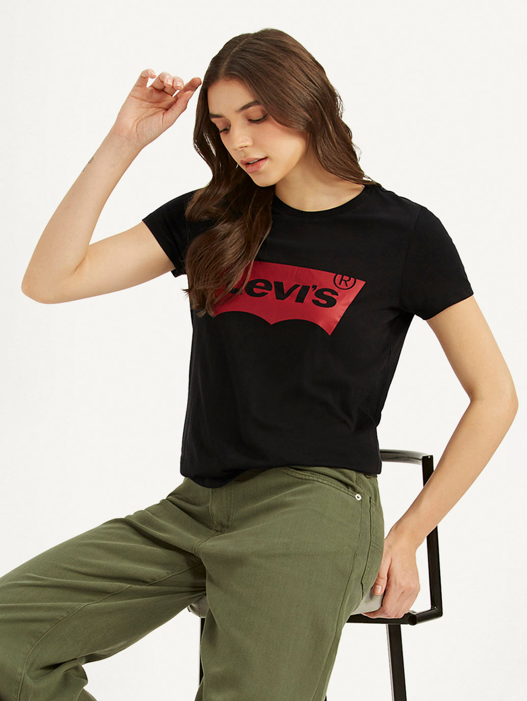 Women's Brand Logo Crew Neck T-shirt - Styleshot View