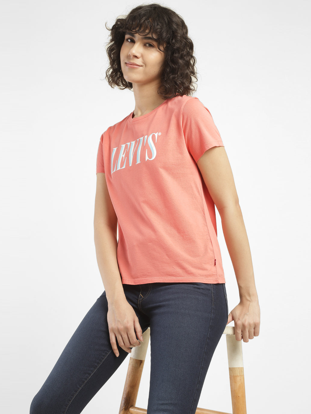 Women's Brand Logo Crew Neck T-shirt - StyleShot View
