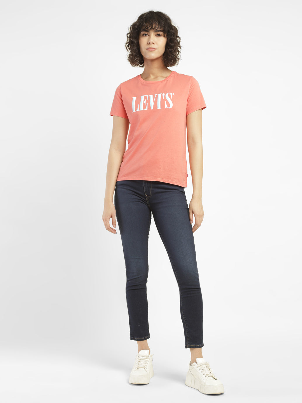 Women's Brand Logo Crew Neck T-shirt - ModelFront View