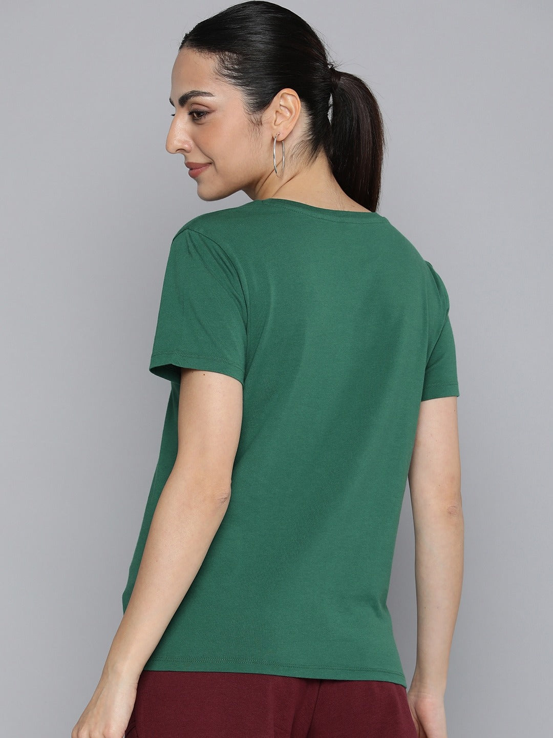 Women's Graphic Print Crew Neck T-shirt - Back View