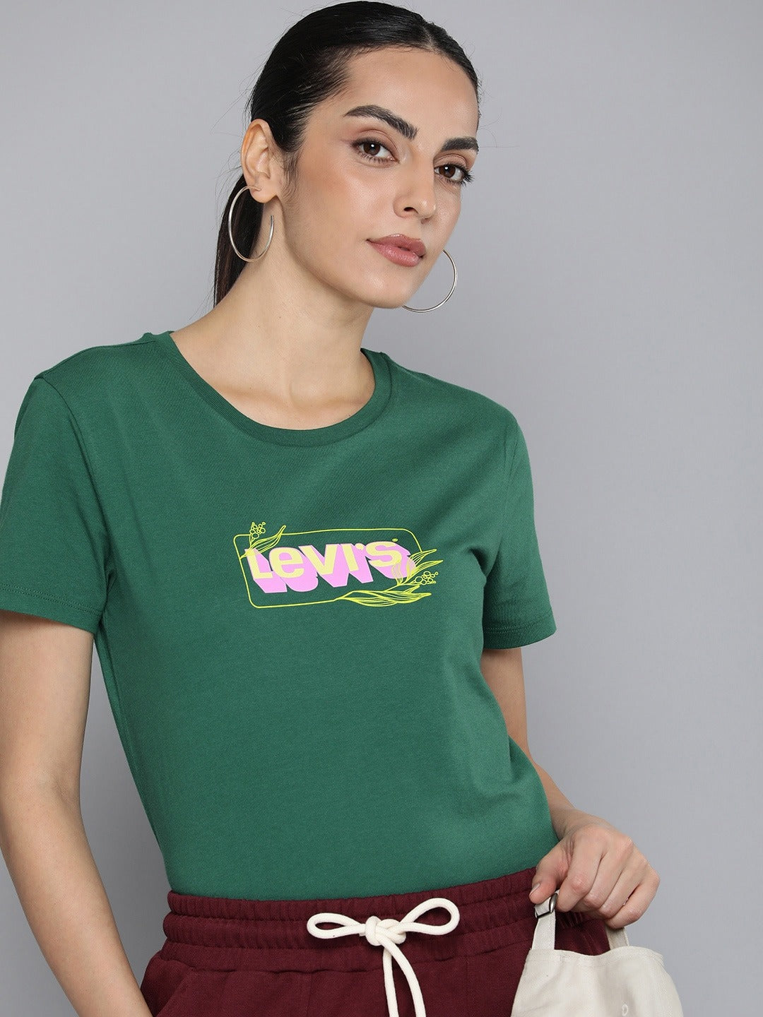 Women's Graphic Print Crew Neck T-shirt - Front View