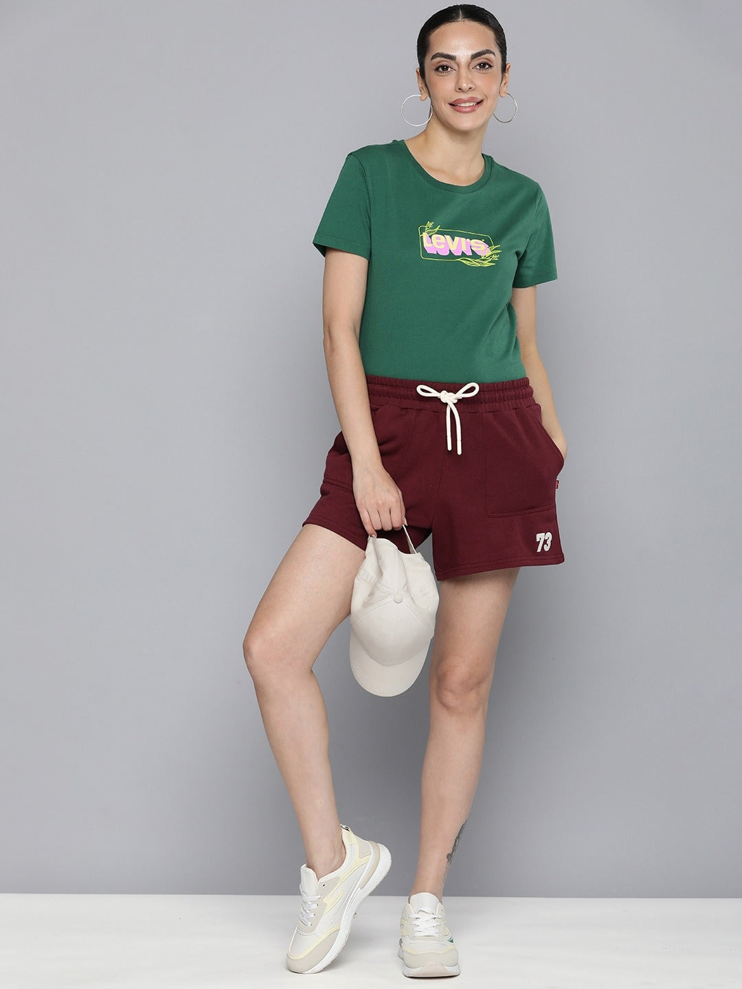 Women's Graphic Print Crew Neck T-shirt - STyle View