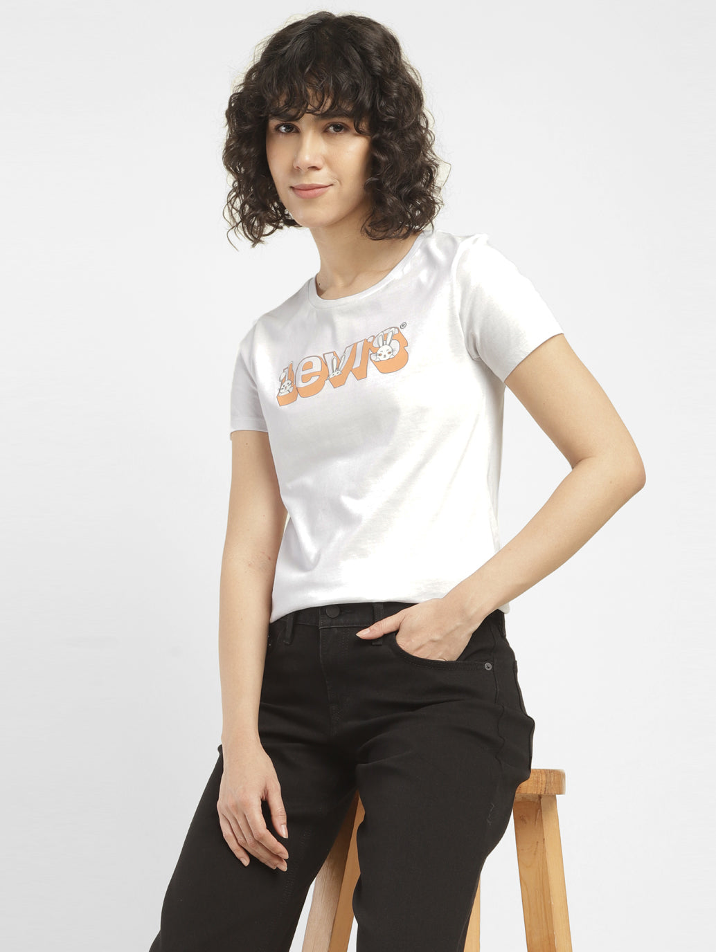 Women's Brand Logo Crew Neck T-shirt - StyleShot View