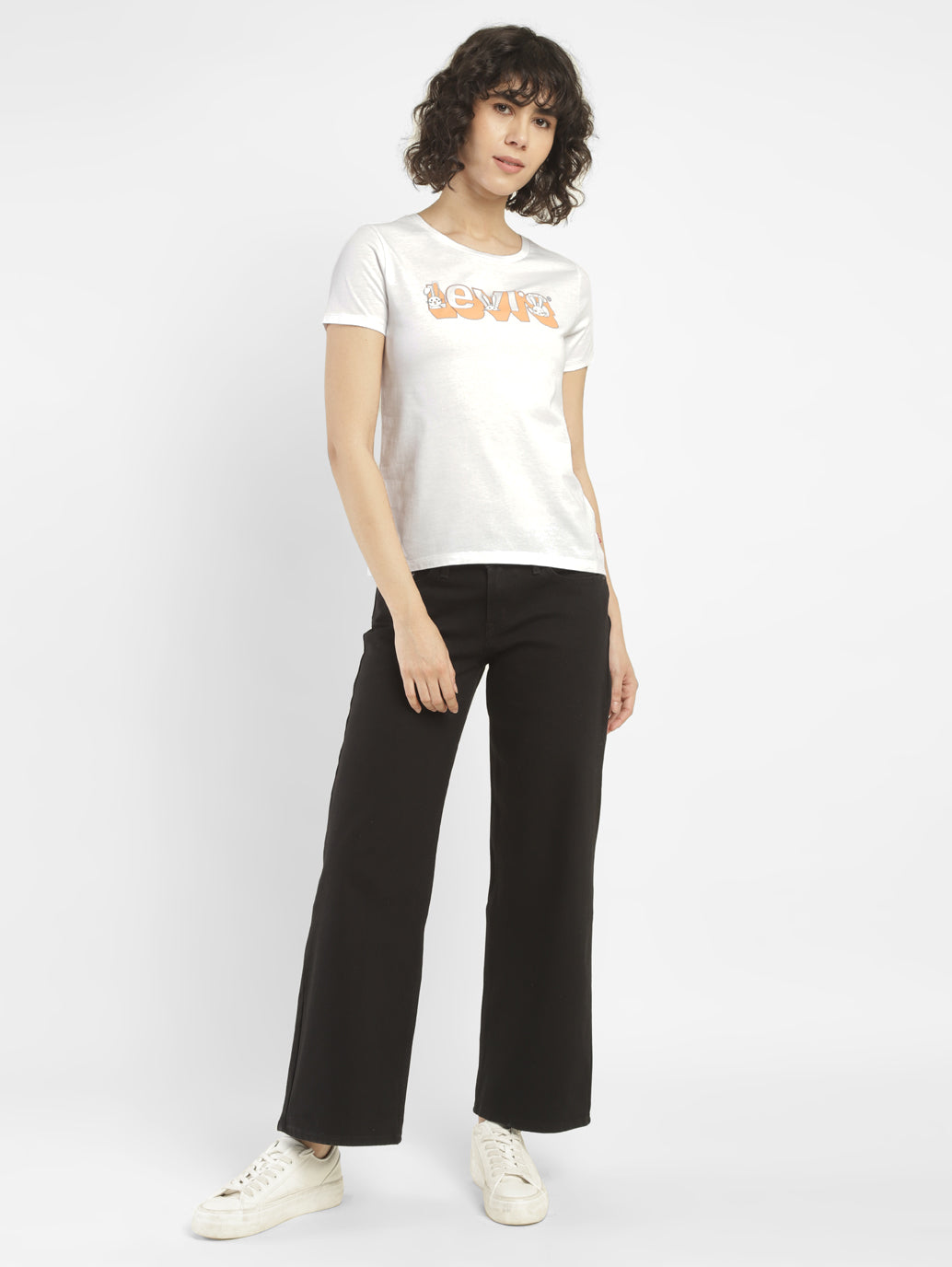 Women's Brand Logo Crew Neck T-shirt - ModelFront View